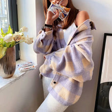 Load image into Gallery viewer, Clothes Irregular Plaid Coat Single breasted Winter Long Coat