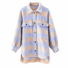 Load image into Gallery viewer, Clothes Irregular Plaid Coat Single breasted Winter Long Coat